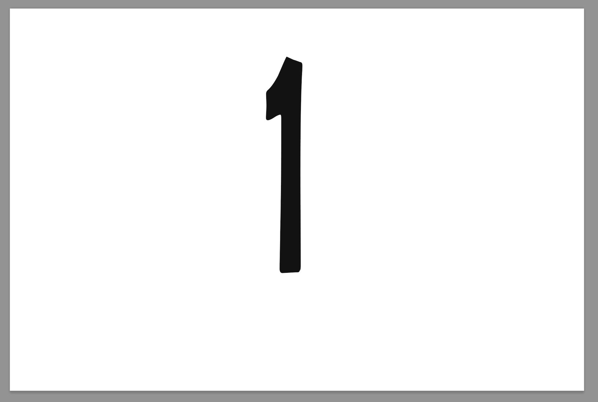 The number one. Black number on white background.