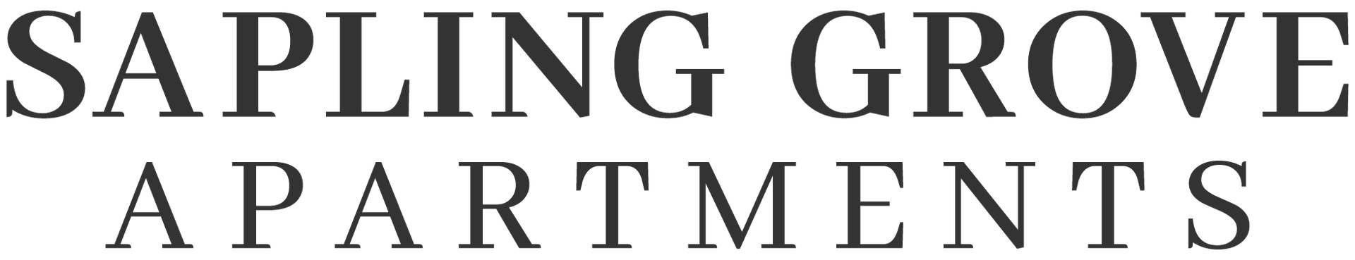 Sapling Grove Apartments logo in black serif text on a light background