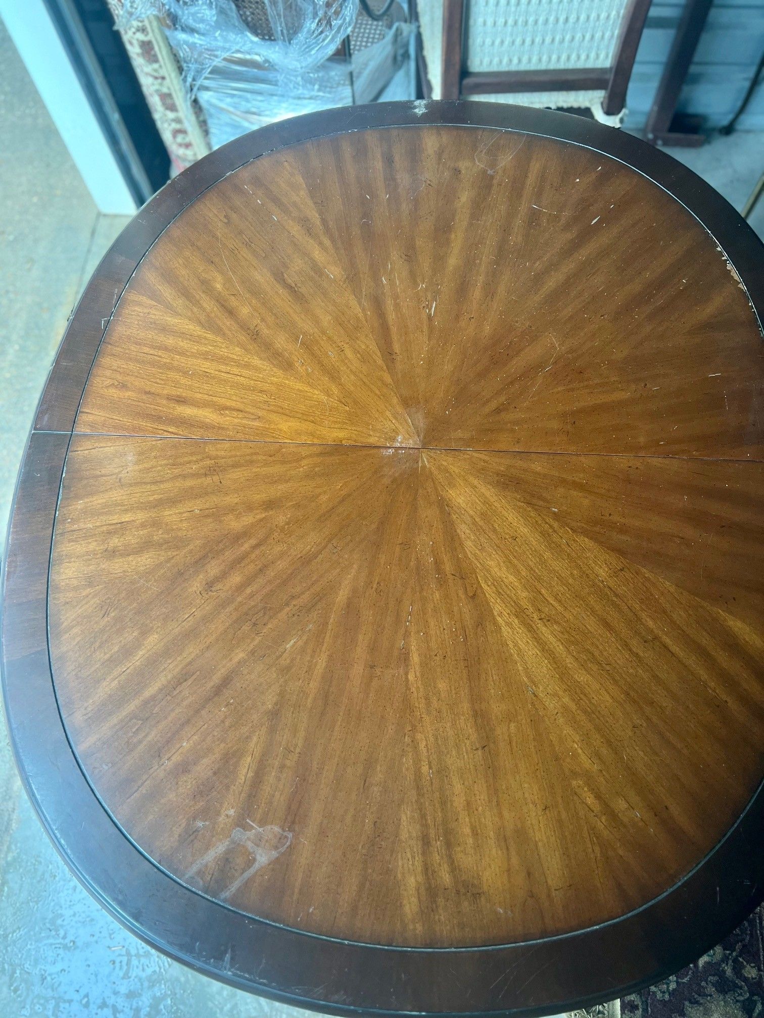 Drexel Tai Ming Oval Sunburst Two Tone Dining Table