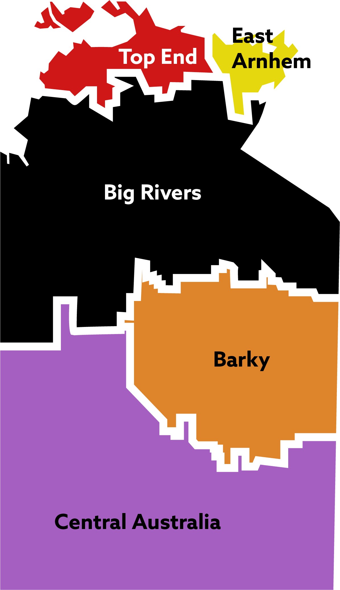 A map of central australia showing the big rivers