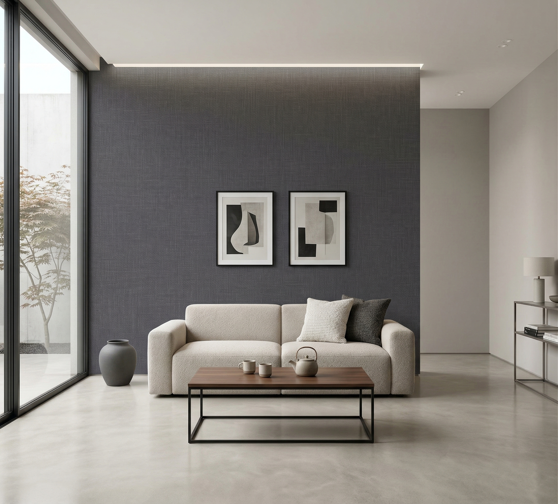 Muestra de recubrimientos arquitectónicos y persianas premium