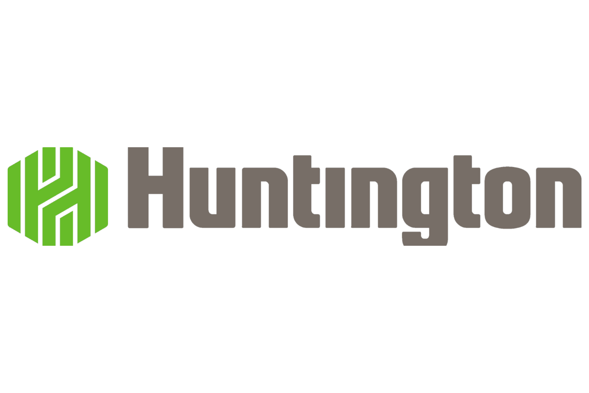 Huntington logo: green hexagon with 
