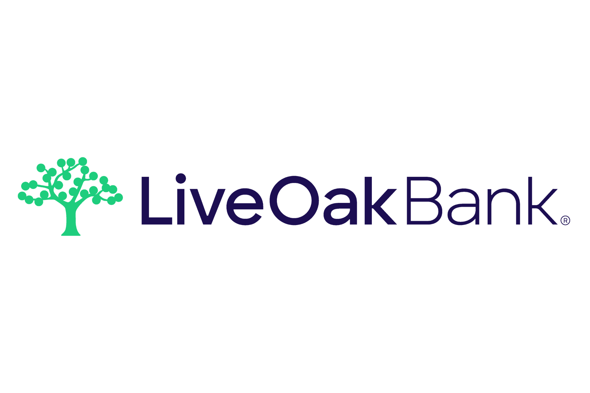Live Oak Bank logo: green oak tree icon next to navy blue text.