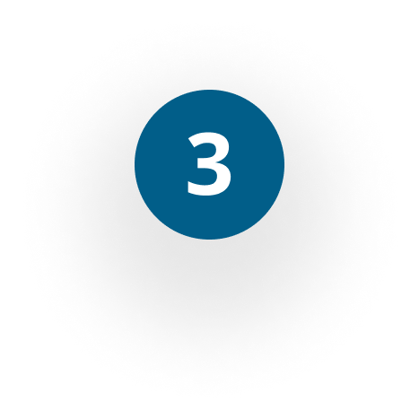 Blue circle with the number 3 in white.