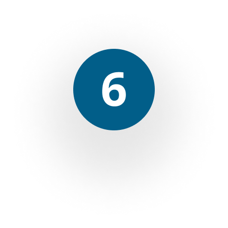 Blue circle with the white number 6.
