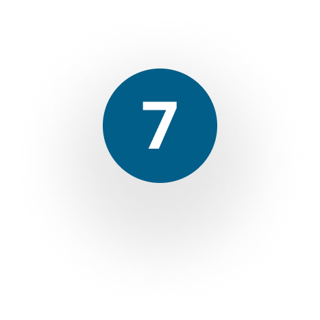 Blue circle with the number 7 in white.