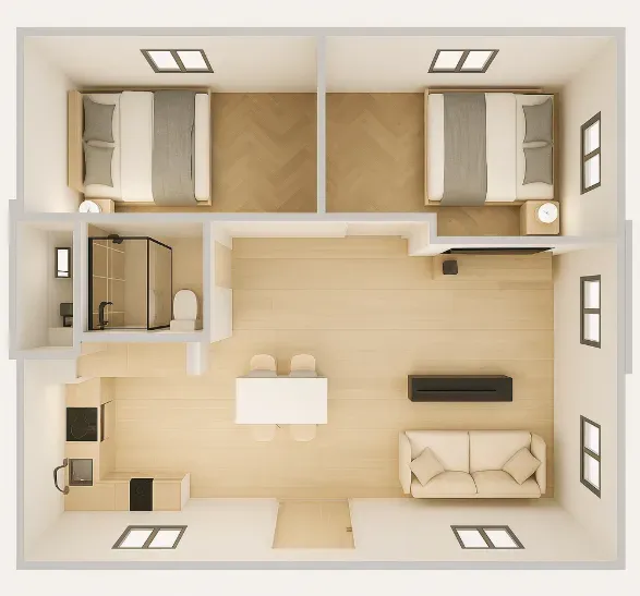30ft_Two bedrooms One bathroom