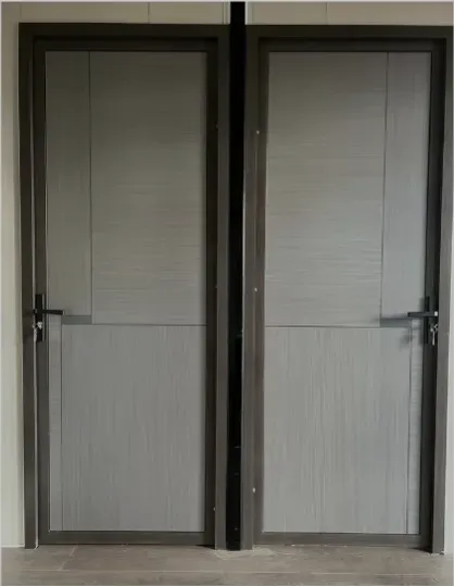 Double doors with aluminum frames and grey-panel inserts_01