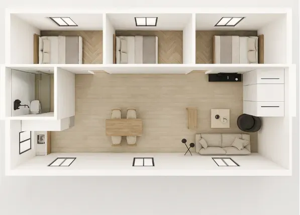 40ft_Three bedrooms One bathroom