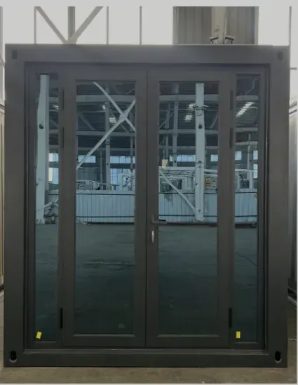 Black-framed aluminium double glass door unit_4