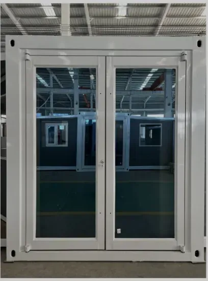White-framed aluminium double glass door unit_6