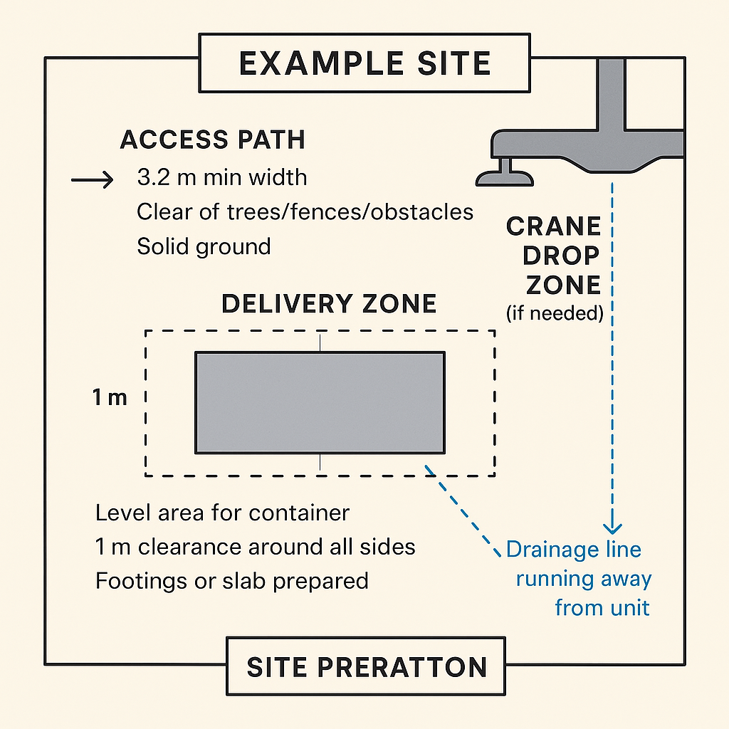 Diagram of a Site, Showing Access Path — Expandable Housing in Inala, QLD