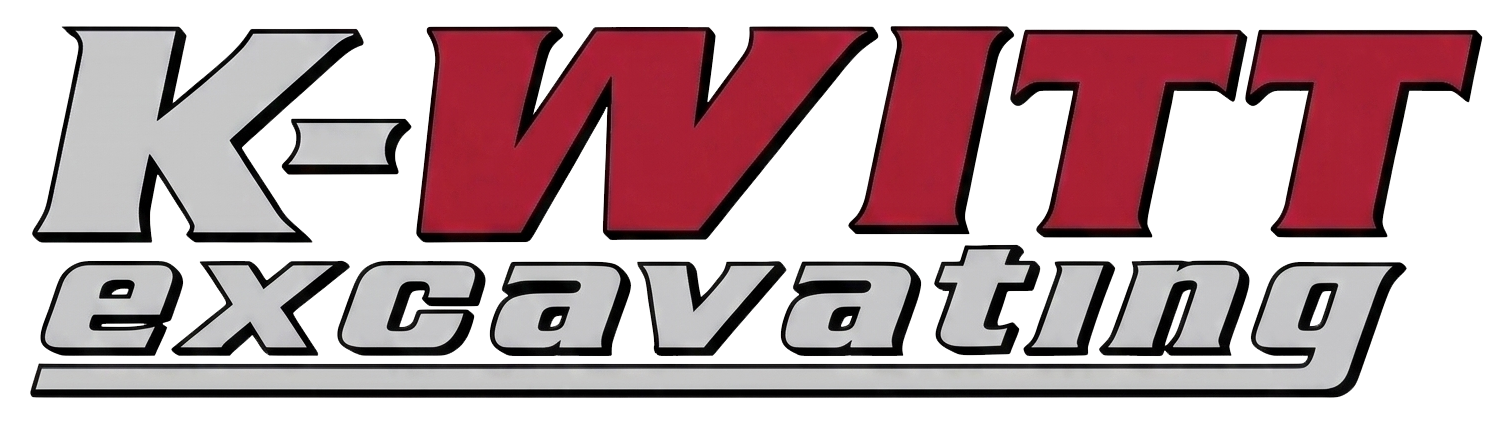 K-WITT Excavating logo in black and gray text with a bold stylized “K-WITT” and red underline