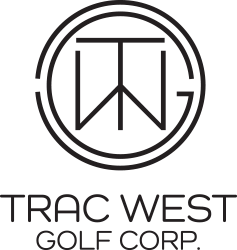 Logo for Trac West Golf Corp.: a stylized 