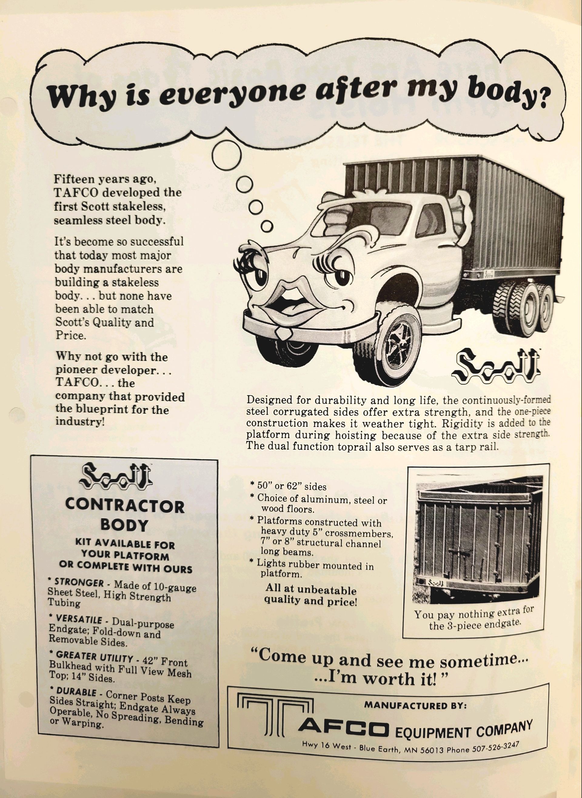 An advertisement for a truck that says `` why is everyone after my body ''