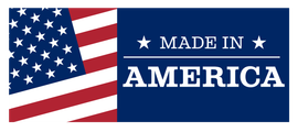 A sign that says made in america with an american flag