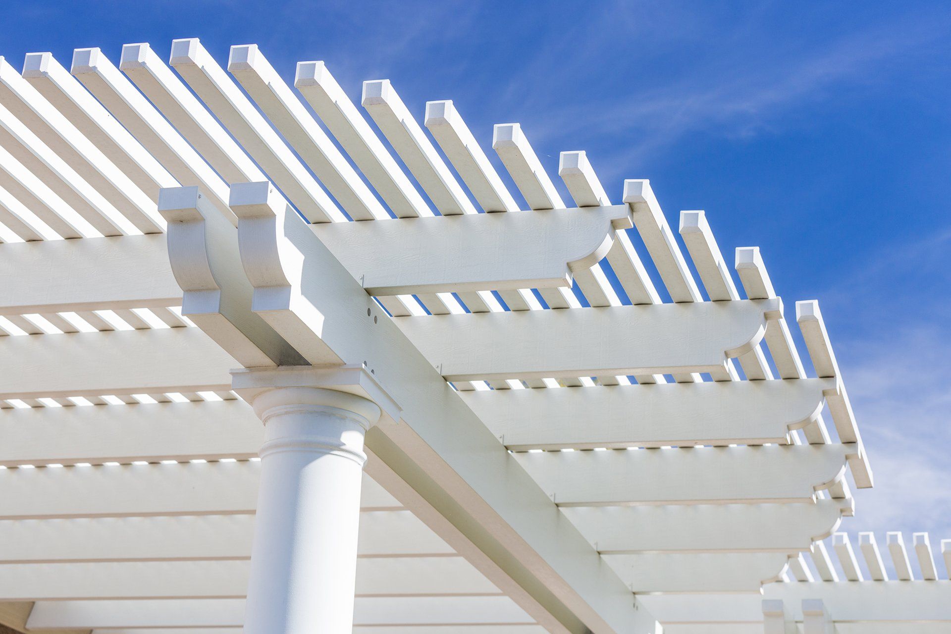 beautiful house patio cover against blue