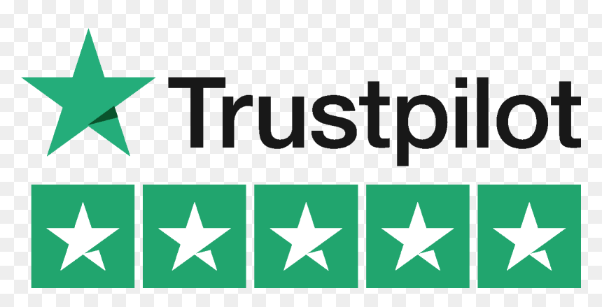 Trustpilot logo with five green stars and white stars in green boxes
