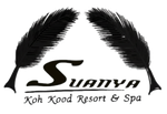 Logo of Suanya Koh Kood Resort & Spa, featuring two stylized feather shapes above the resort's name.