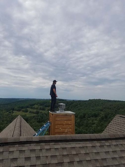 Man on chimney