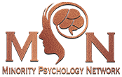 The logo for the minority psychology network shows a woman 's face and a brain.