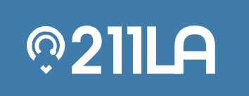 A blue background with white letters that say 211la