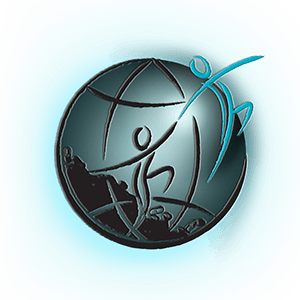 A drawing of a person standing on top of a globe