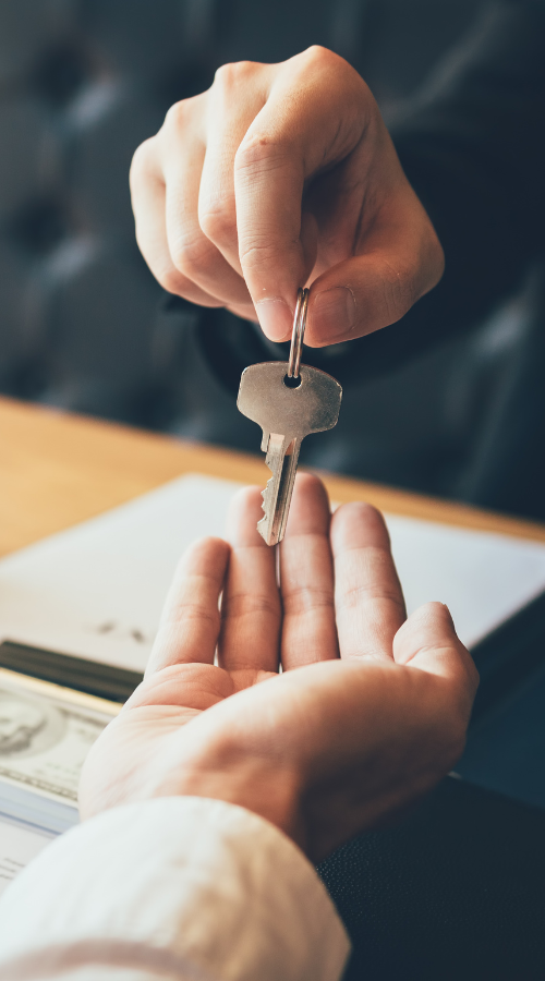 Placing key in hand