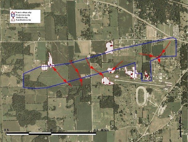 Karst terrain aerial view for construction site