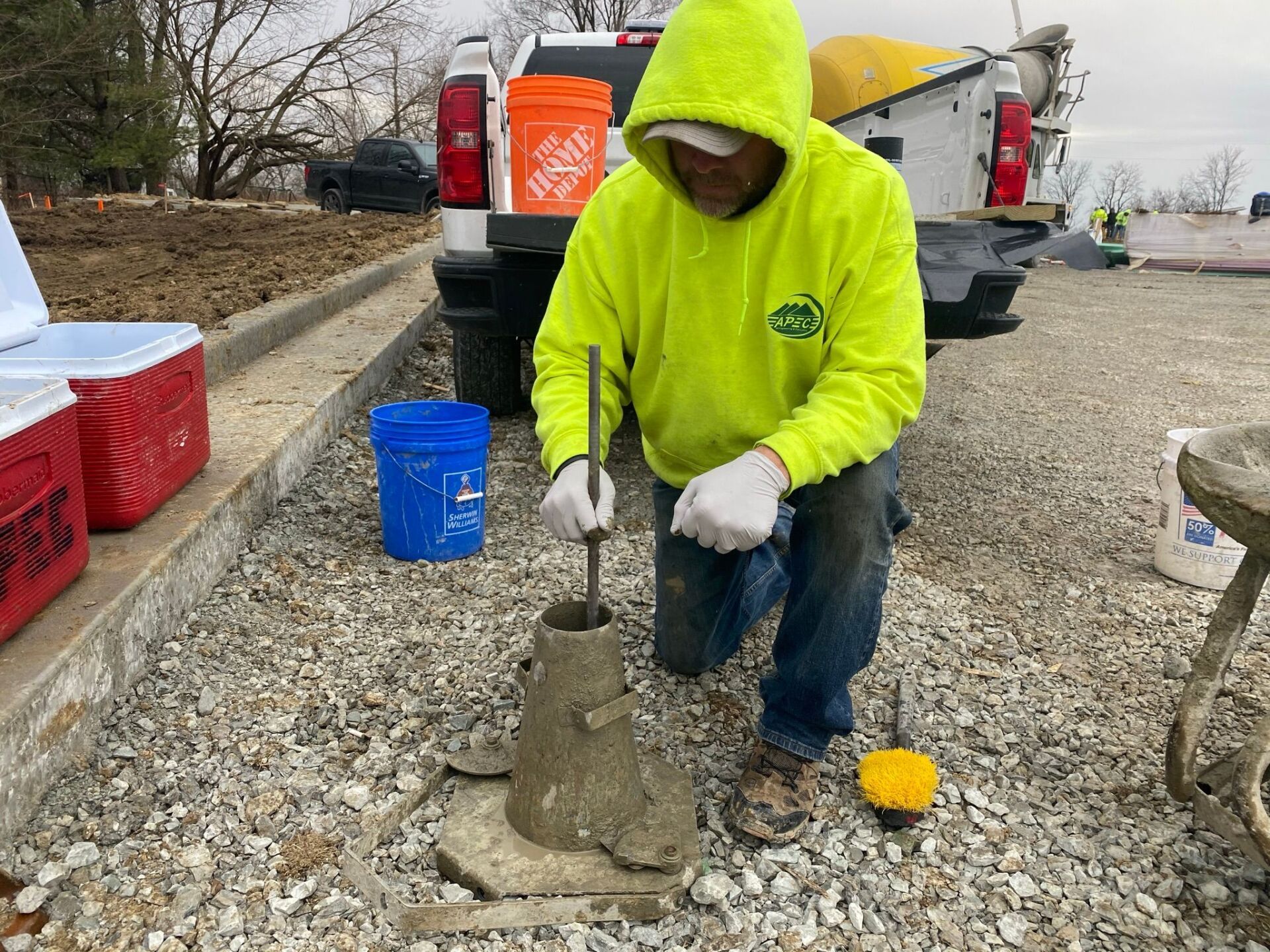Construction material testing conducted by APEC technical field staff