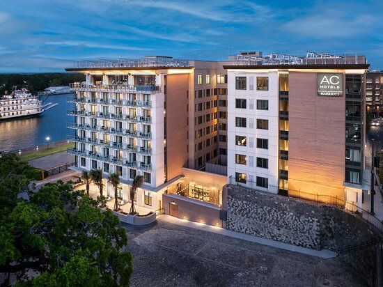 AC Hotel Savannah Historic District River Street Lavender rooftop bar Savannah River views opened April 2025 Georgia