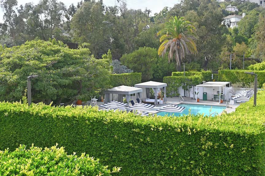 Luxe Sunset Boulevard Hotel seven acre hillside property between Brentwood and Bel-Air after renovating all 160 rooms and suites