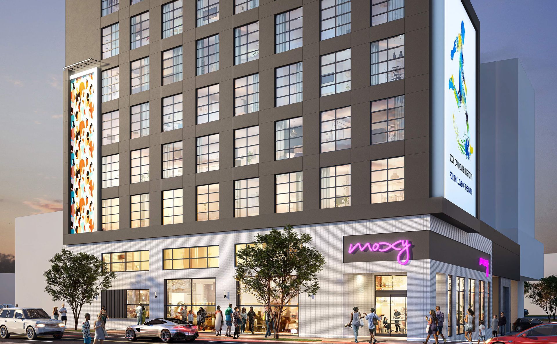 Moxy Atlanta Downtown hotel Jagger Suite rooftop bar Eggslut restaurant near Centennial Olympic Park opened March 2026 Georgia