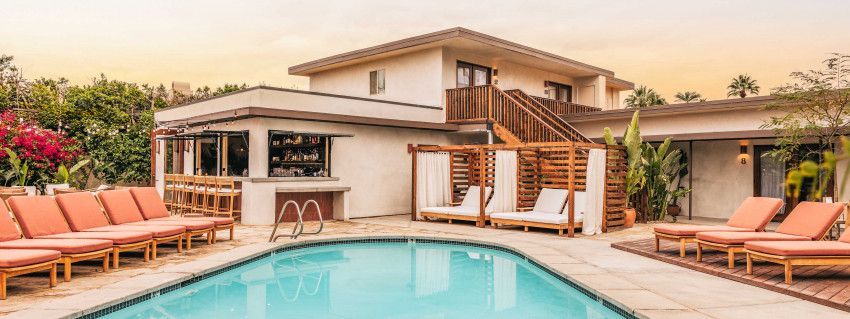 Terra Palm Springs wellness hotel with cold plunge and salt sauna in Palm Springs California
