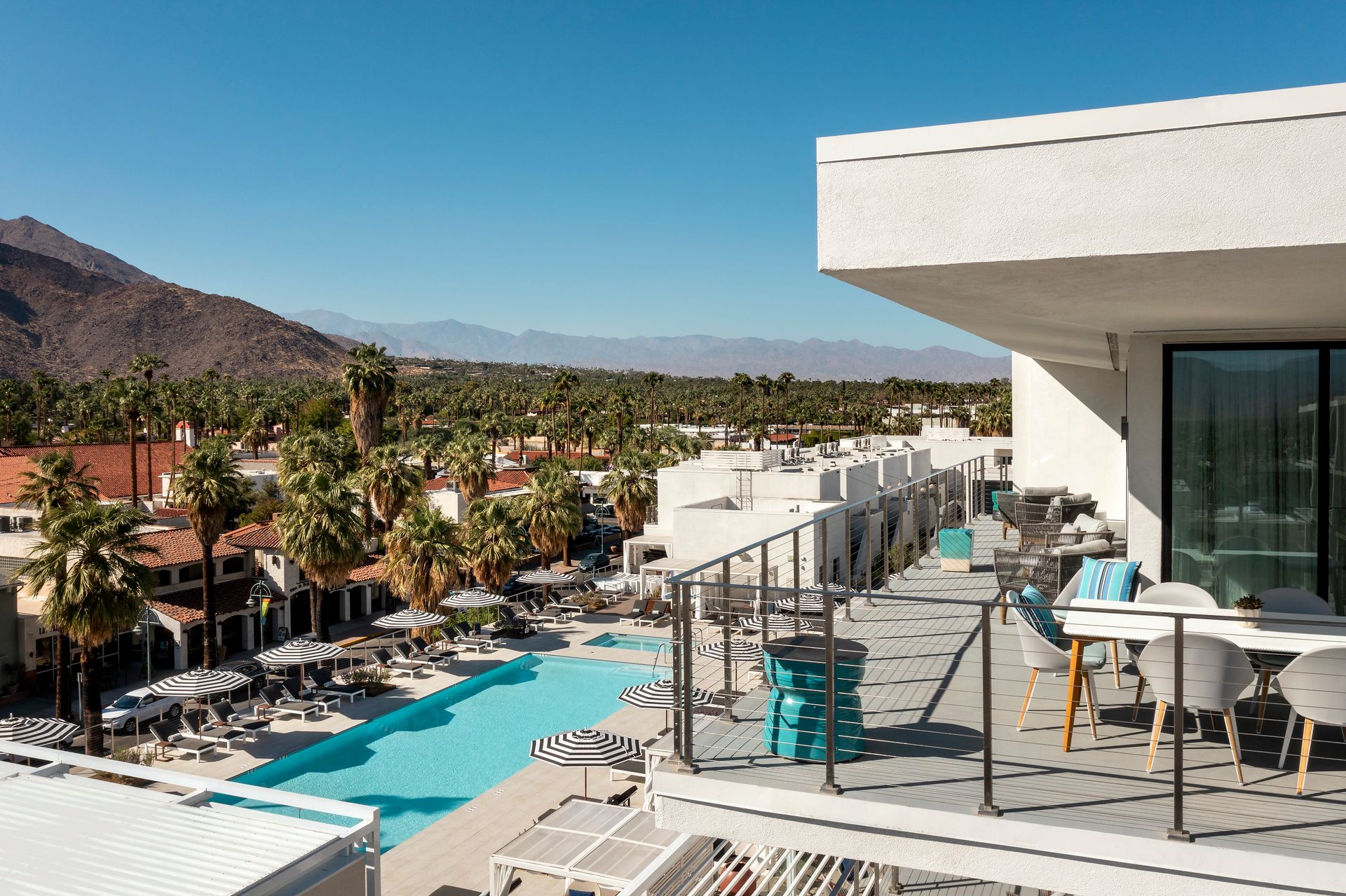 Thompson Palm Springs bungalow-inspired hotel on Palm Canyon Drive in Palm Springs California