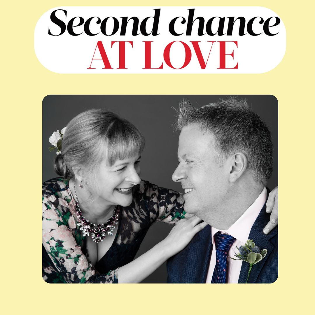 A couple gazes lovingly at each other under the heading