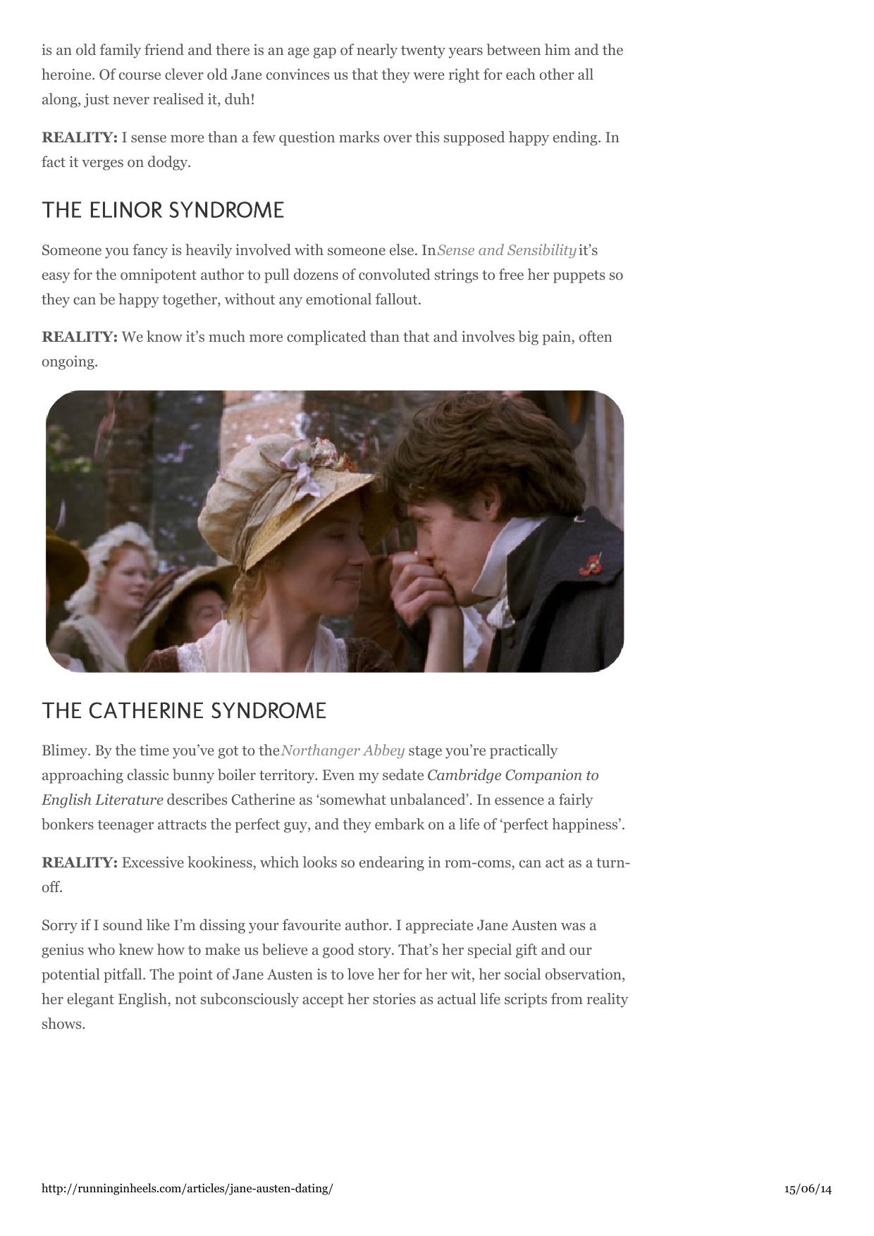 A man in period clothing bows to kiss the hand of a woman wearing a bonnet in a garden setting.
