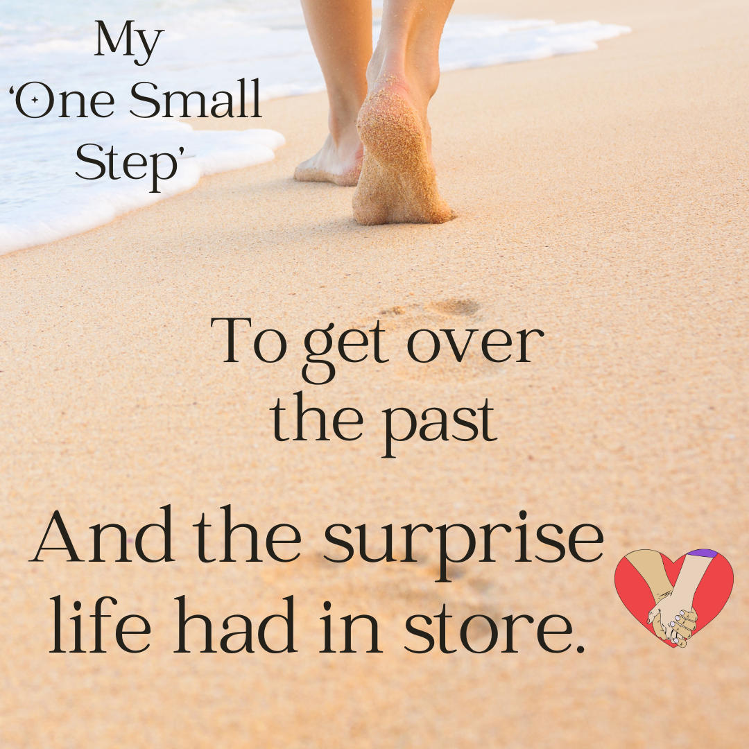 Bare feet walk on a beach near the shoreline, accompanied by the text: