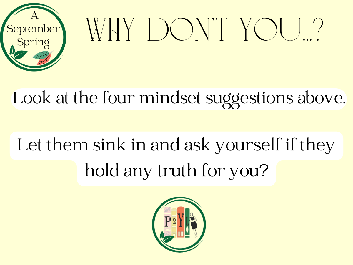 Graphic on light yellow background asking the reader to reflect on four mindset suggestions for personal truth.