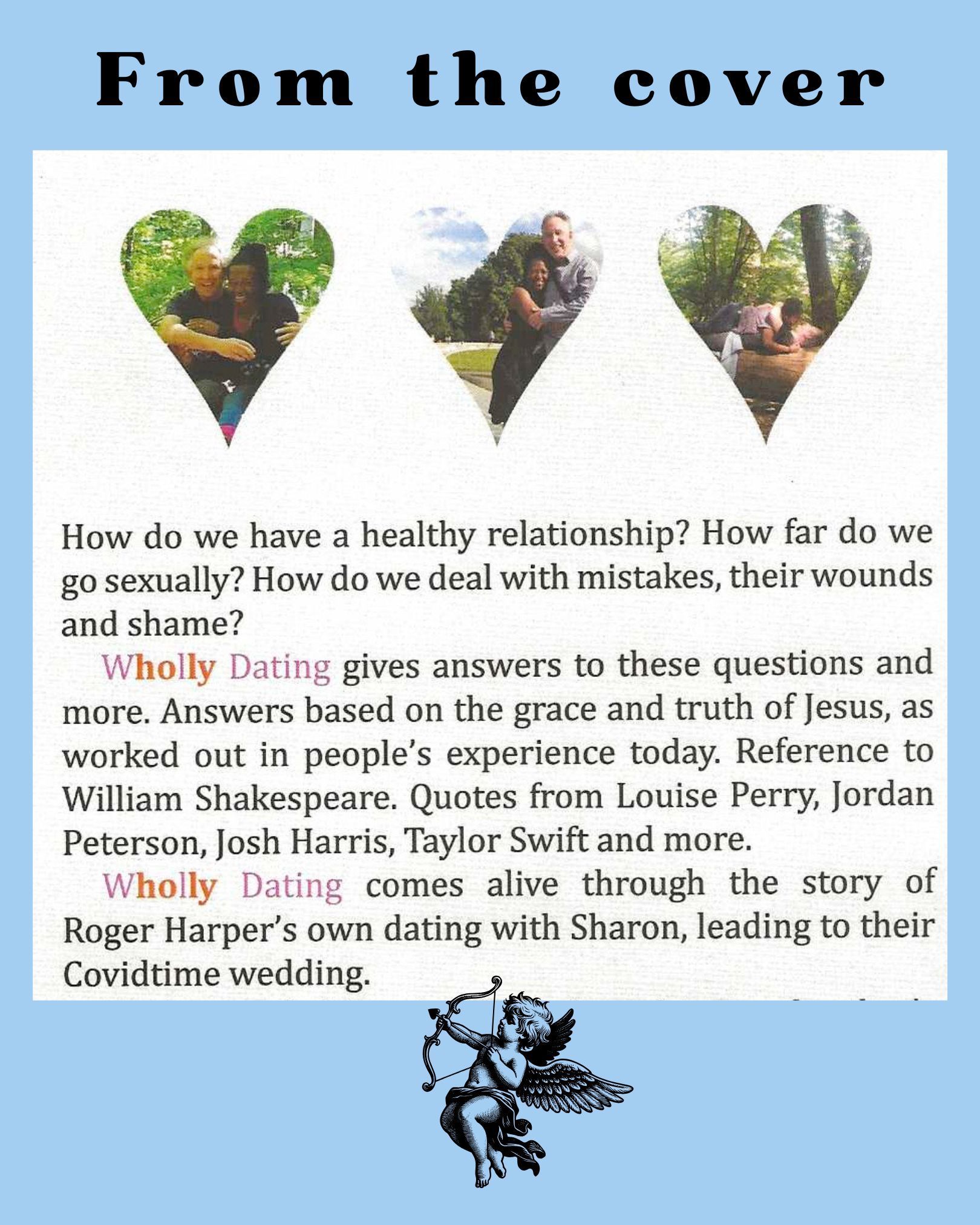Book cover text describing