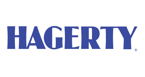 Hagerty logo in blue font on a white background.