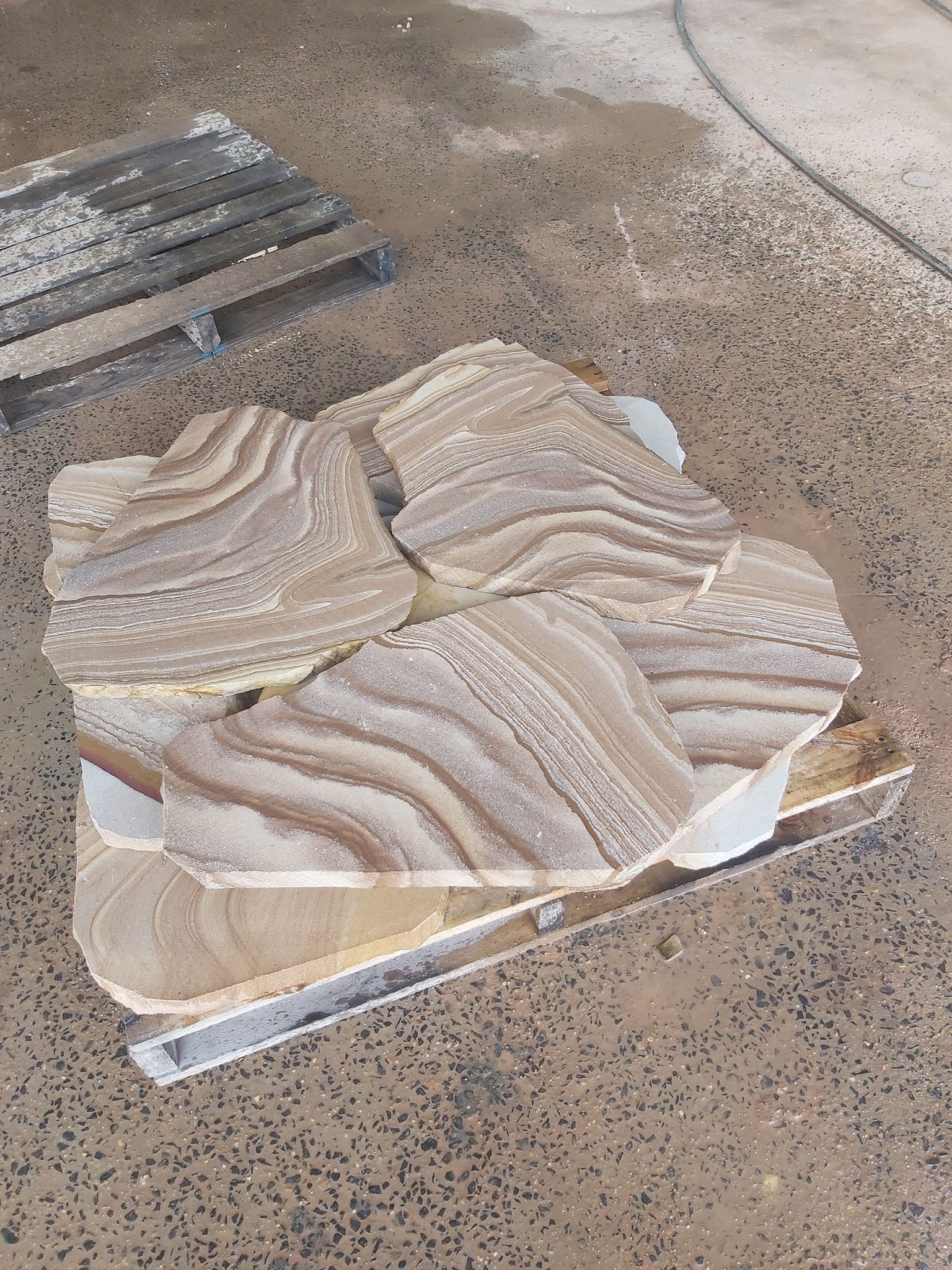 Pallet of Irregularly Shaped Stone Pavers — Australian Sandstone Products In Helidon, QLD