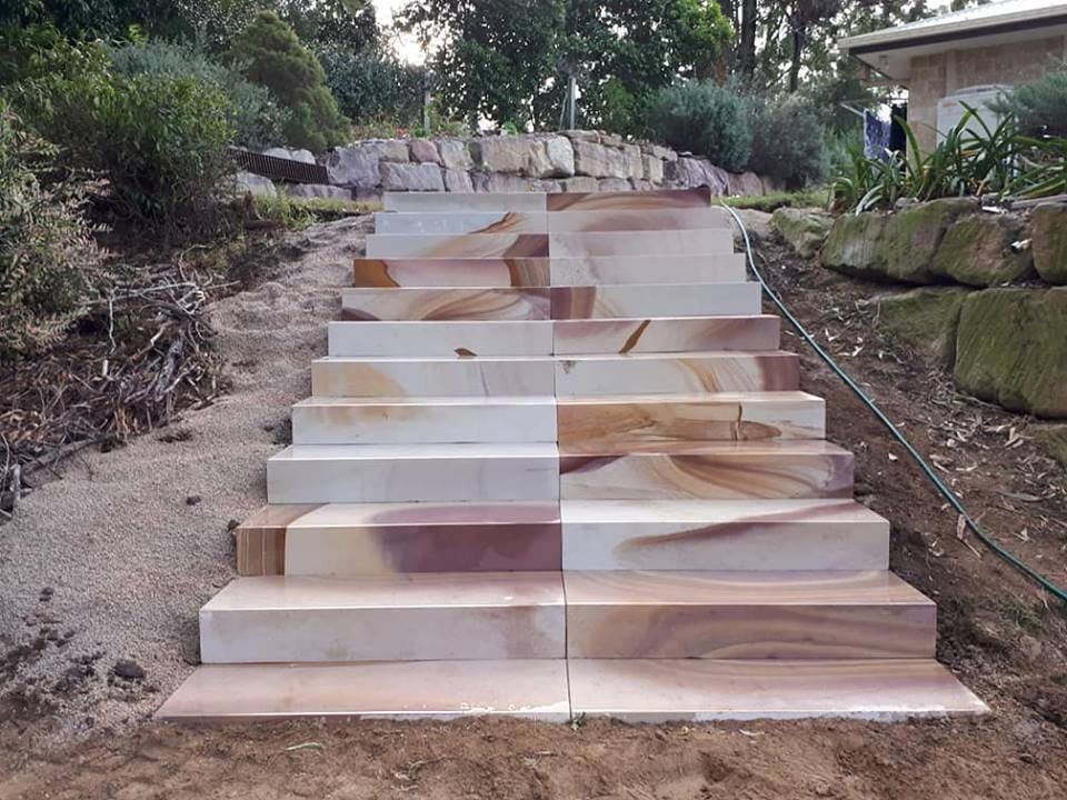 Stone Steps Ascending a Hillside in a Garden Setting — Australian Sandstone Products In Highfields, QLD