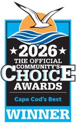 2026 The Community’s Choice Awards logo with bird over ocean waves; Cape Cod’s Best WINNER badge