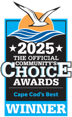 2026 The Community’s Choice Awards logo with bird over ocean waves; Cape Cod’s Best WINNER badge