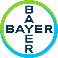 Bayer logo: White circle with green and blue rings around the perimeter, dark blue text