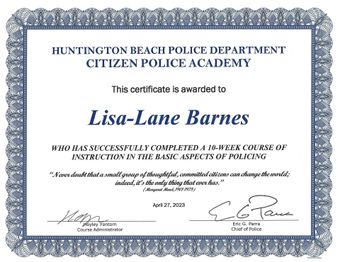 Citizens Police Academy certificate Citizens Police Academy certificate