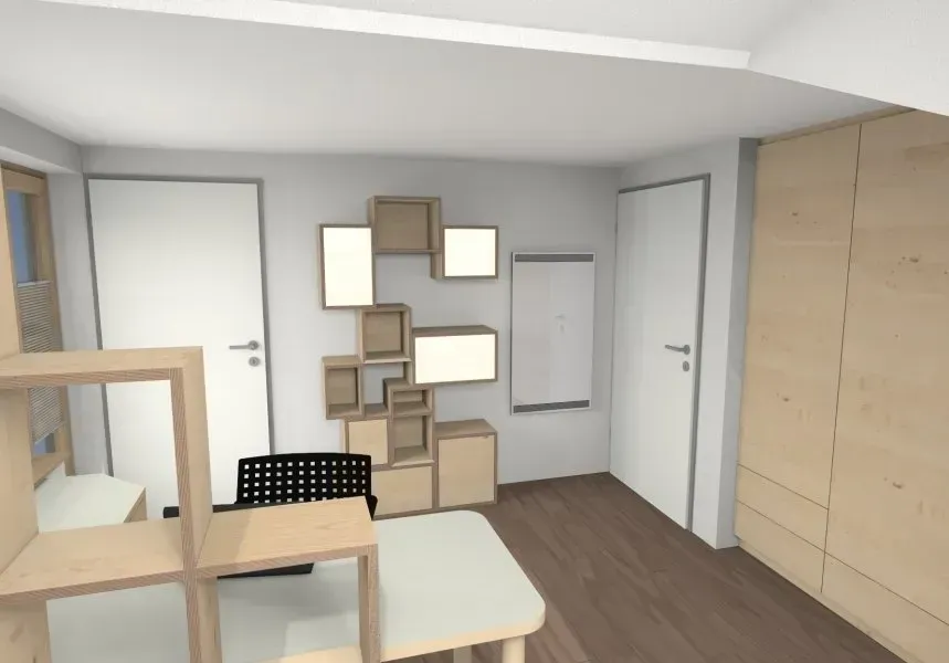 Eine 3D-Darstellung eines modernen Heimbüros