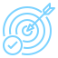 Bullseye with arrow; checkmark indicates achievement.