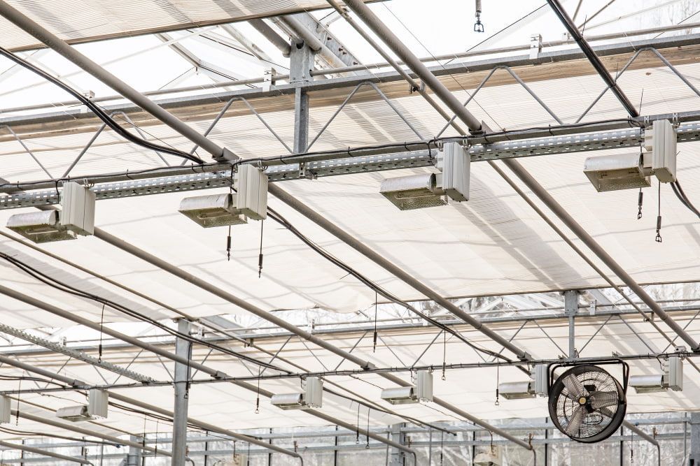 A Greenhouse With A Fan Hanging From The Ceiling — In Electrics In Mission Beach, QLD